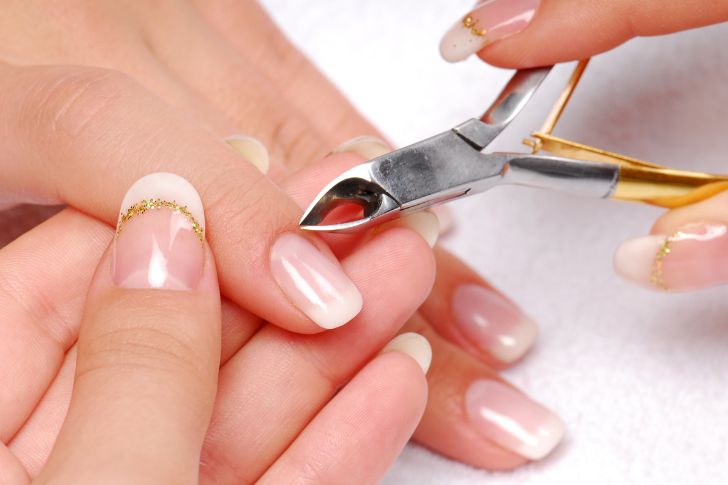 Tools needed for floral manicure.