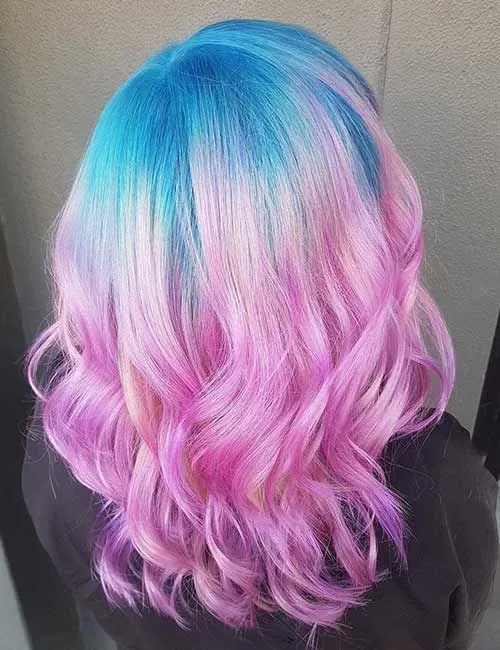 Cotton candy pink and purple hair.