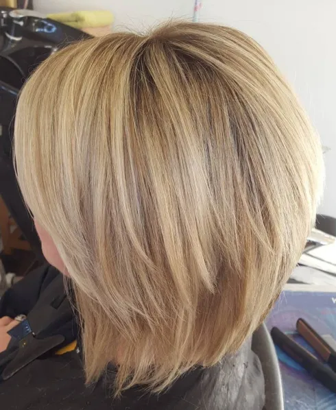 Two-Tiered Brown Blonde Bob.