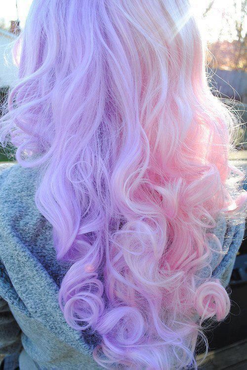 Half and Half Light Pastel Hair Color Pink and Purple.