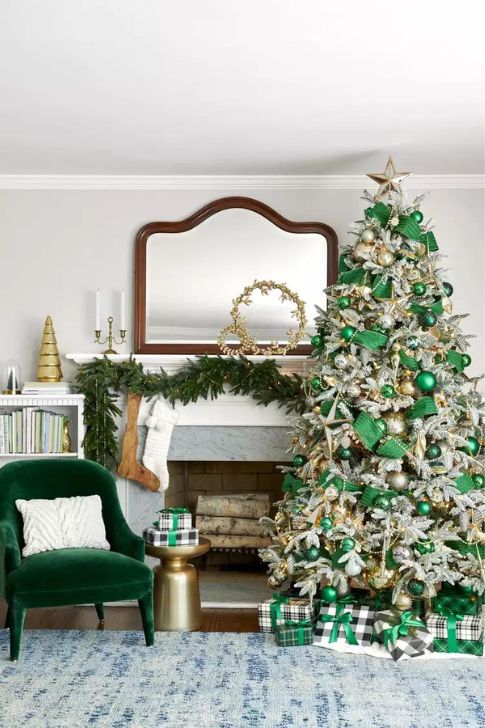 Living Room Decor in Green Plaid.