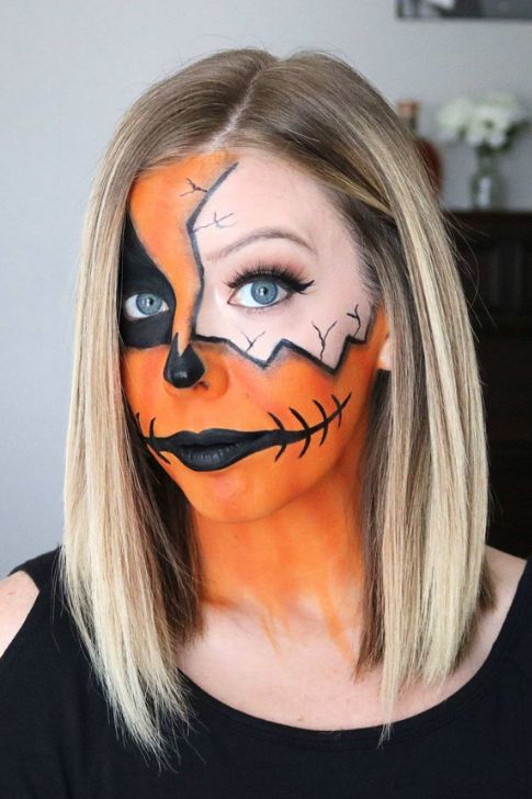 Cracked Pumpkin Makeup.