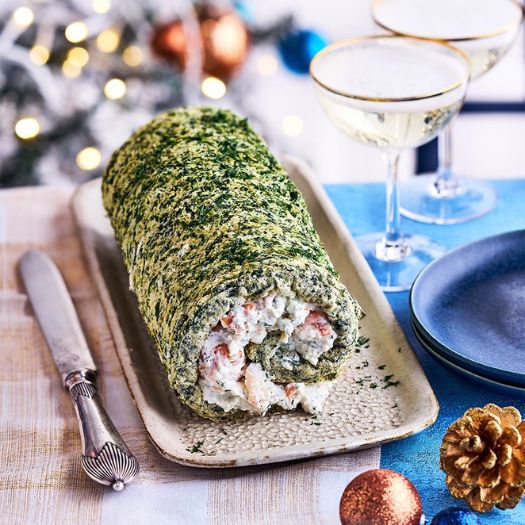 Smoked Salmon and Spinach Roulade.