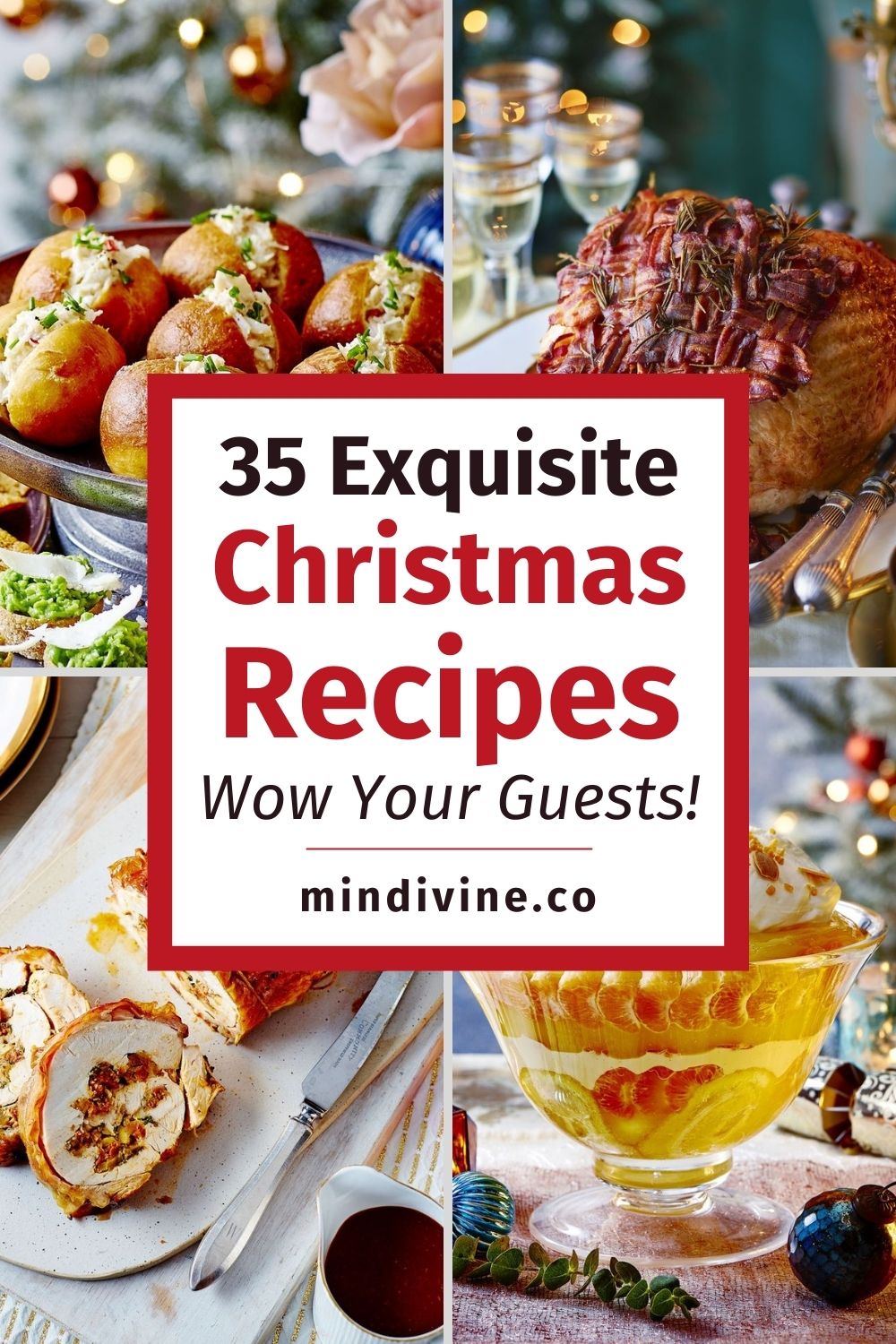 4 Pictures of delicious Christmas recipes.