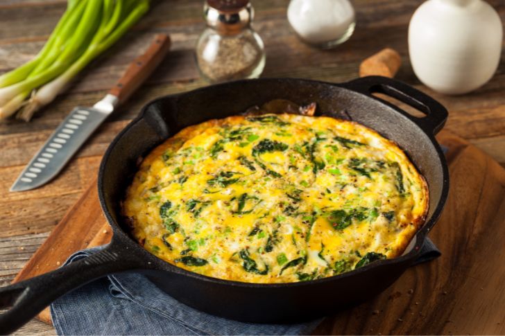 Spinach and feta omelet.