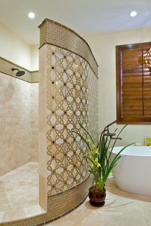 Privacy Wall Walk-In Shower.