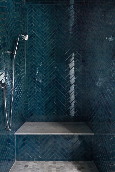 Dark Tiles Walk-In Shower.