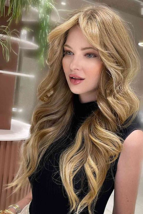 Blonde Long Hair with Flowing Curtain Fringe