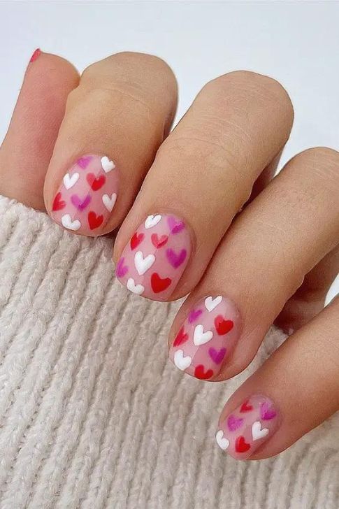Valentine's Nail Design for Short Nails