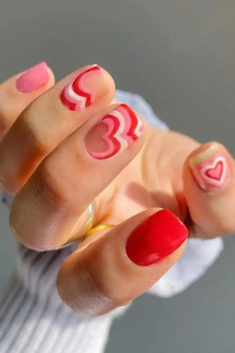 Cute Heart Design for Short Nails