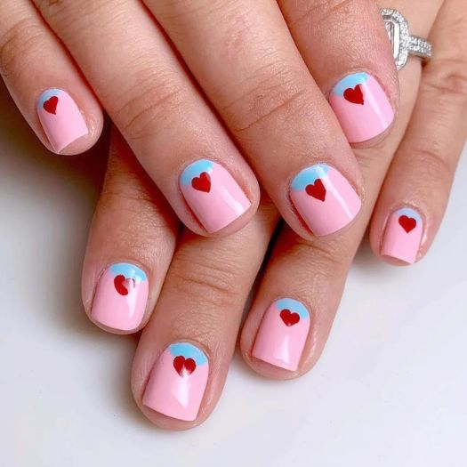 Valentine's Day nails: Subtle Touch of Blue