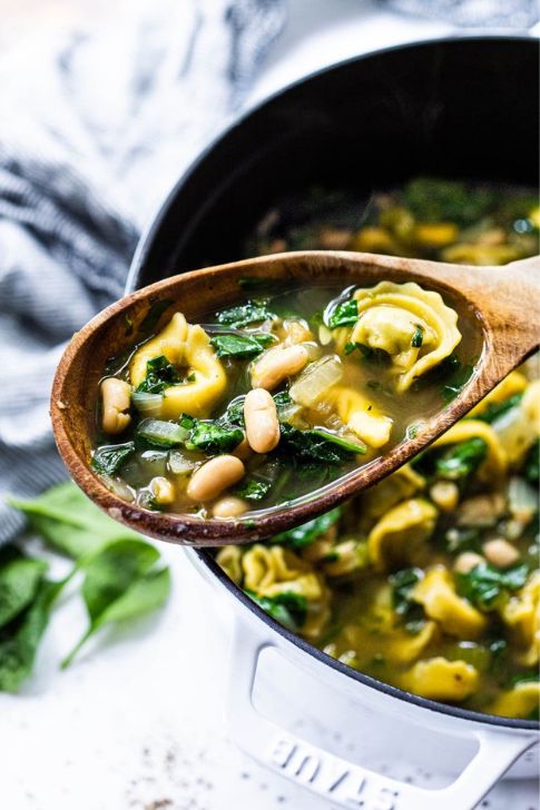 Brothy Tortellini Soup With Greens And White Beans