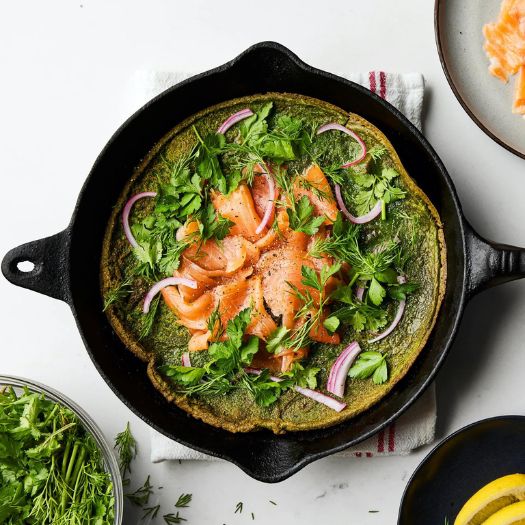 Herby Dutch Baby With Smoked Salmon
