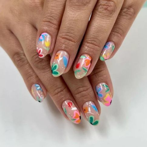 Doodle-Inspired Floral Nails