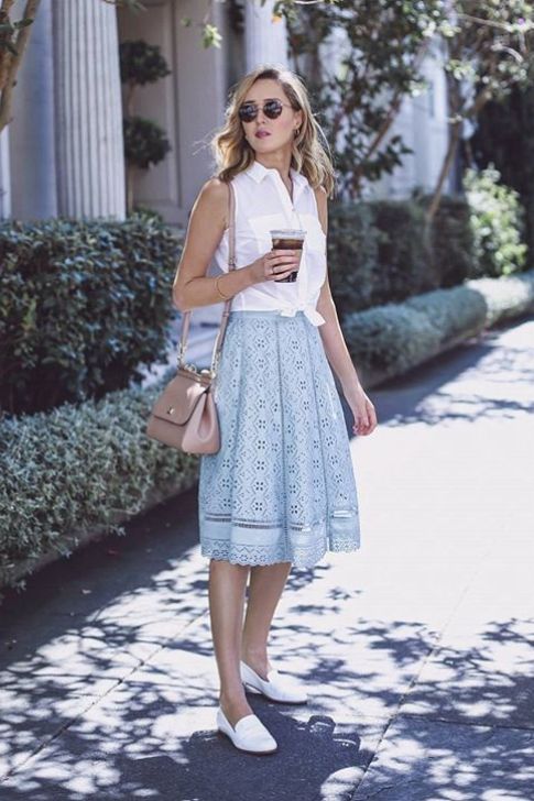 Casual Skirt with Sleeveless Blouse