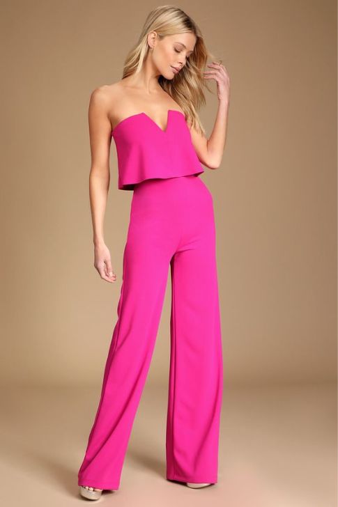 Magenta Strapless One-Piece Outfit