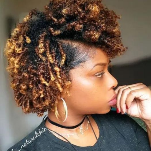Short Curly Natural Hairstyle with Side Part