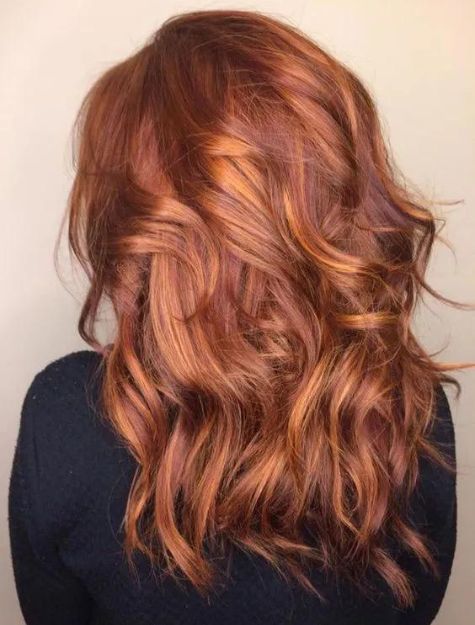Caramel Honey Balayage on Coppery Red Hair