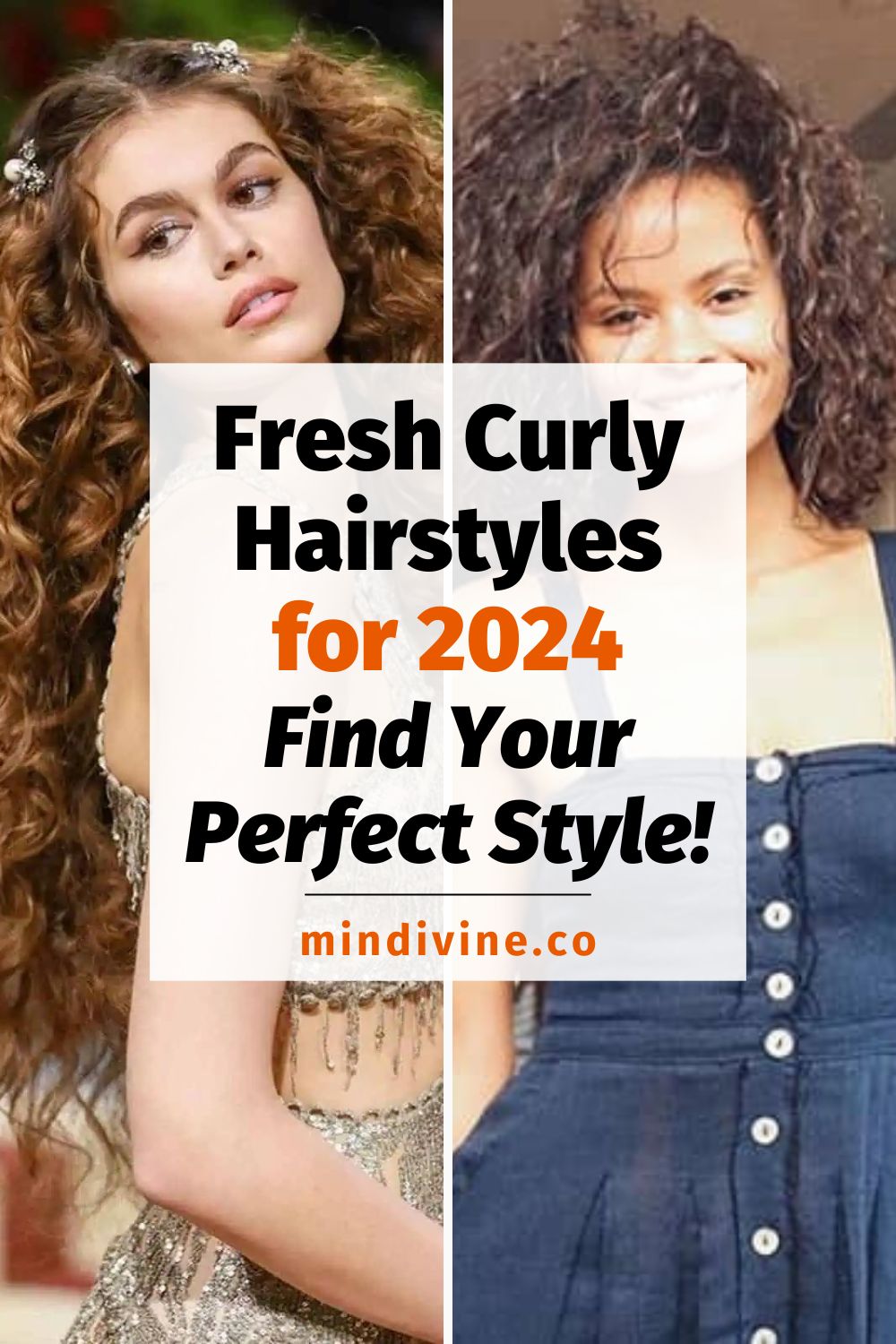 Pinterest pin with 2 curly hairstyles 2024: trendy and chic looks