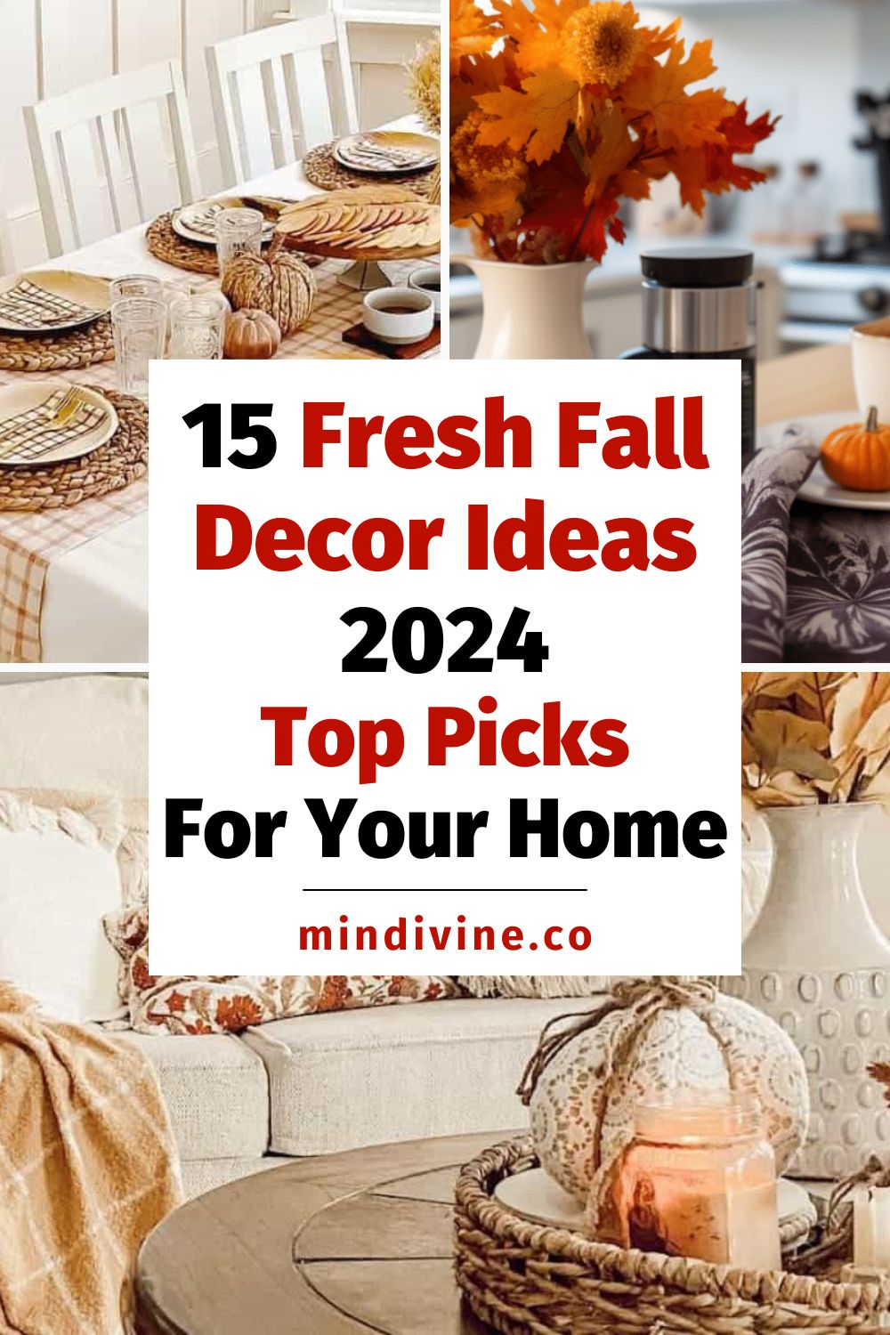Pinterest Pin with 3 fall decor ideas for home 2024.